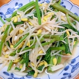 豆もやしと空心菜のにんにく炒め